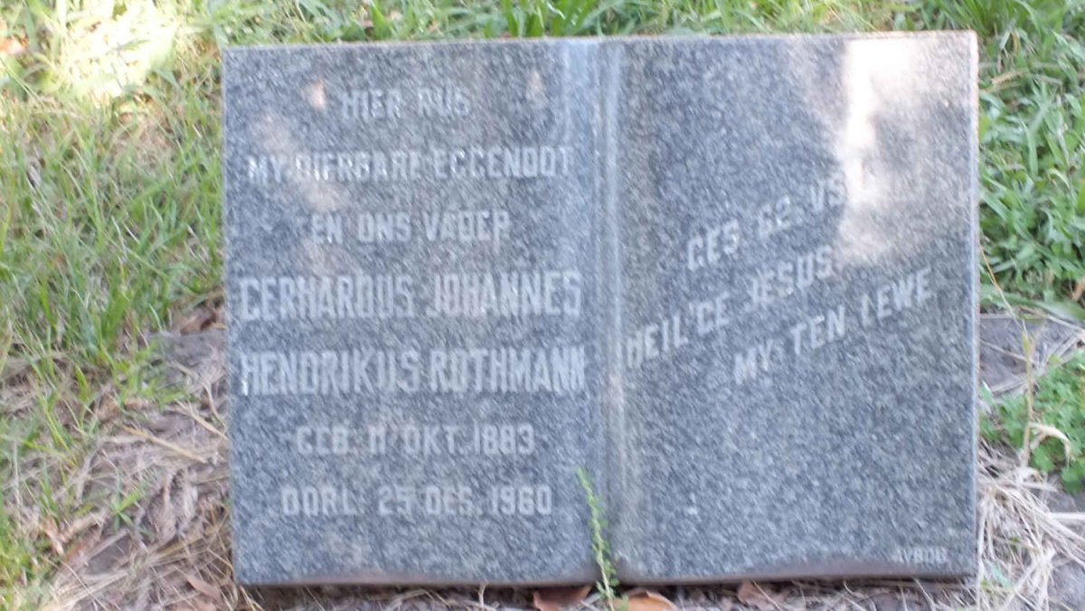 ROTHMANN Gerhardus Johannes Hendrikus 1883-1960