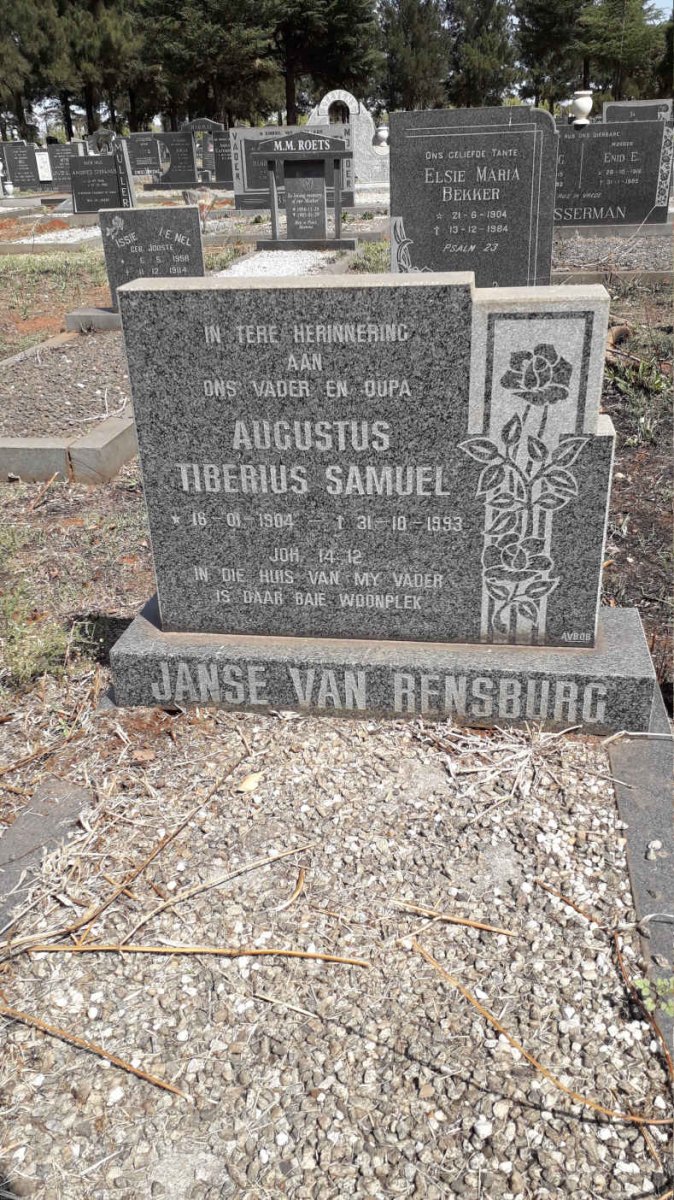 RENSBURG Augustus Tiberius Samuel, Janse van 1904-1993