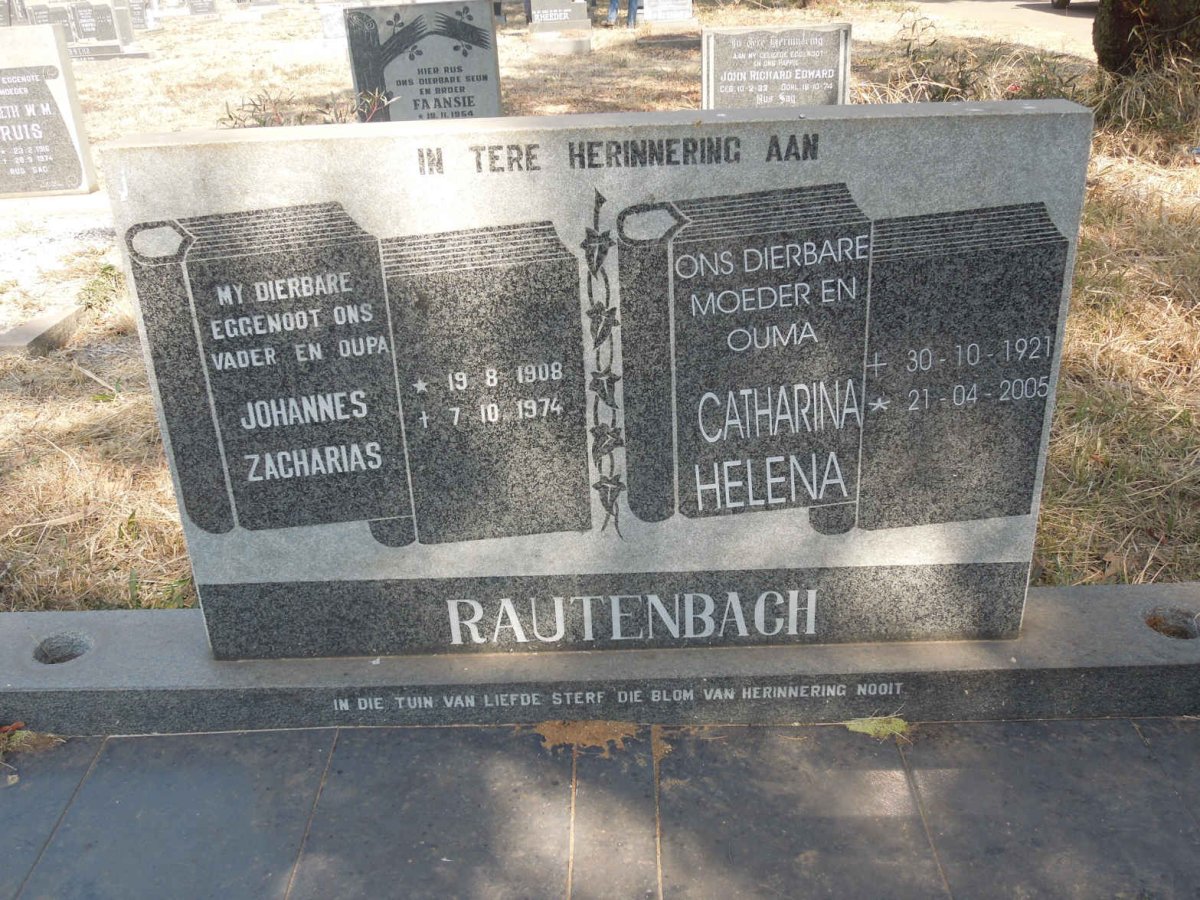 RAUTENBACH Johannes Zacharias 1908-1974 &amp; Catharina Helena 1921-2005