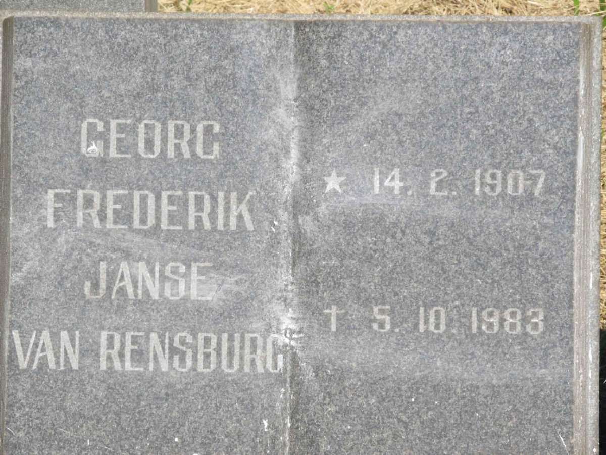 RENSBURG Georg Frederik, Janse van 1907-1983 &amp; Johanna Christina Susanna SMIDT 1904-1983