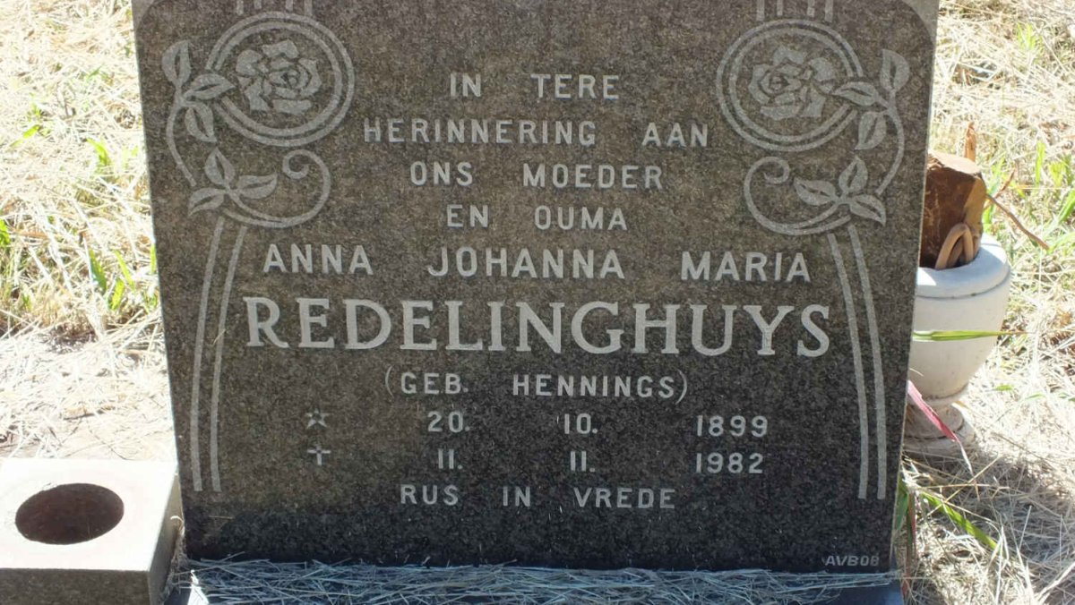 REDELINGHUYS Anna Johanna Maria nee HENNINGS 1899-1982