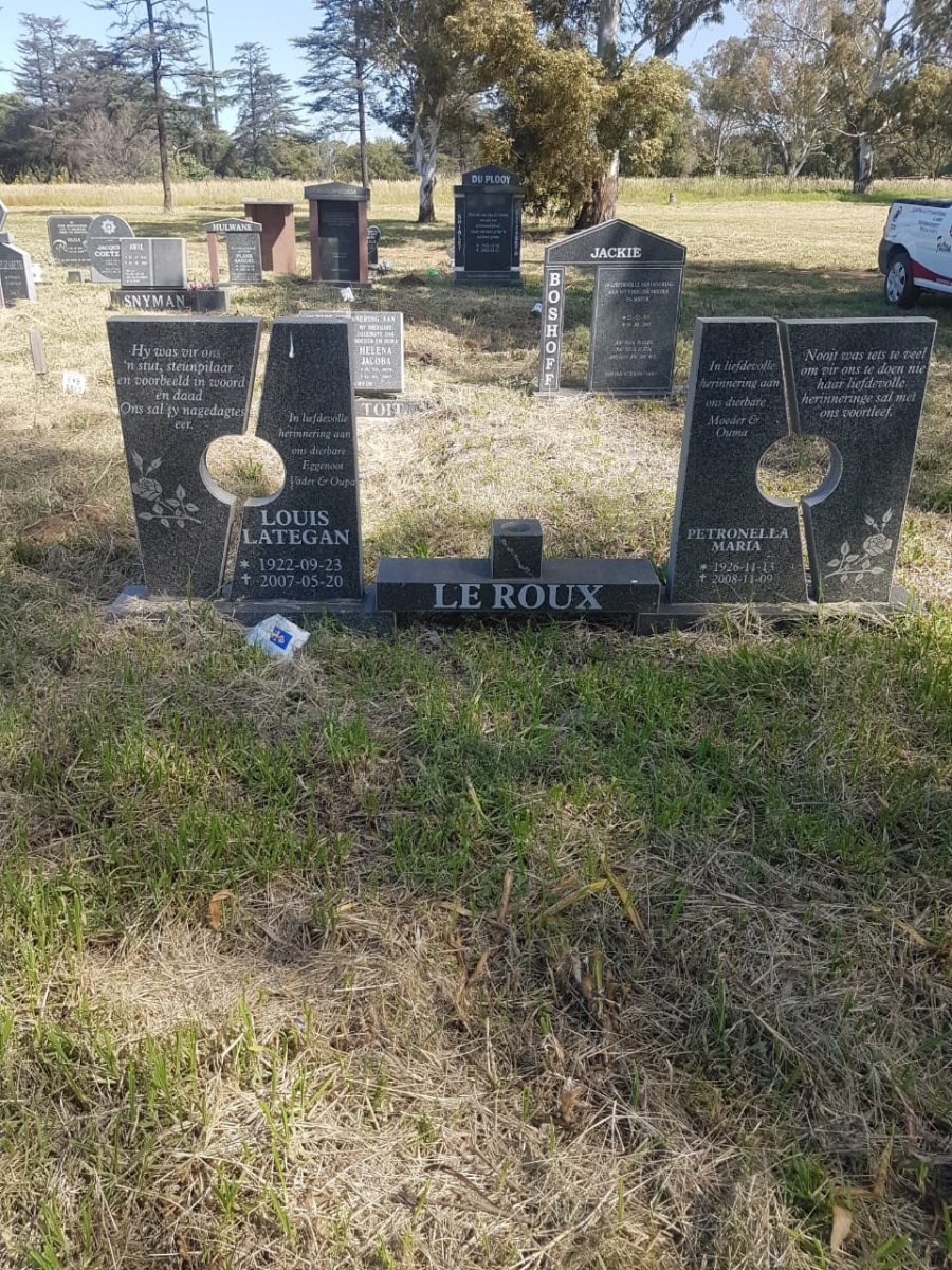 ROUX Louis Lategan, le 1922-2007 &amp; Petronella Maria 1926-2008
