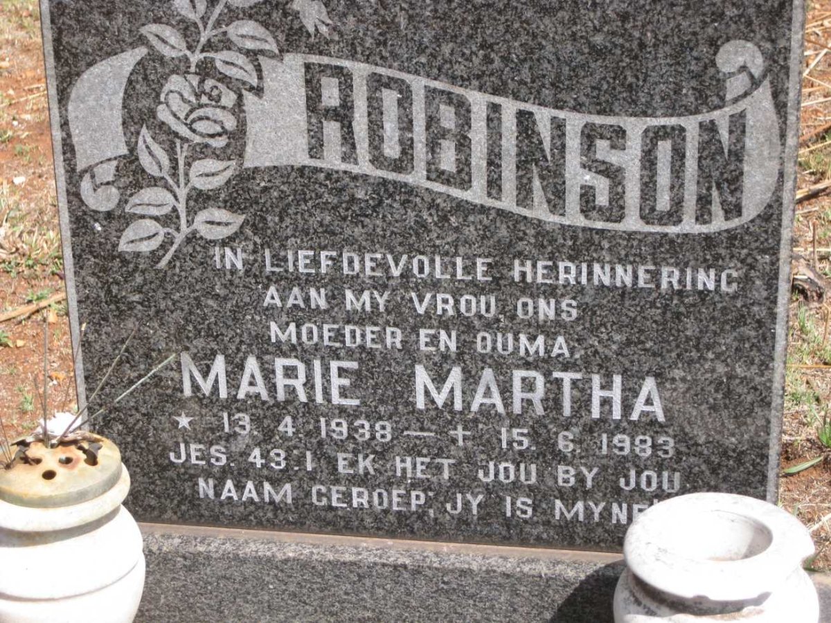 ROBINSON Marie Martha 1938-1983