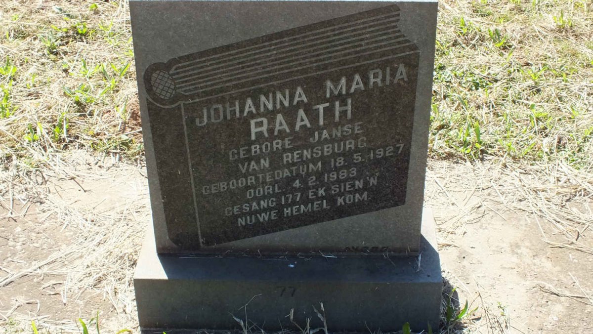 RAATH Johanna Maria nee JANSE VAN RENSBURG 1927-1983