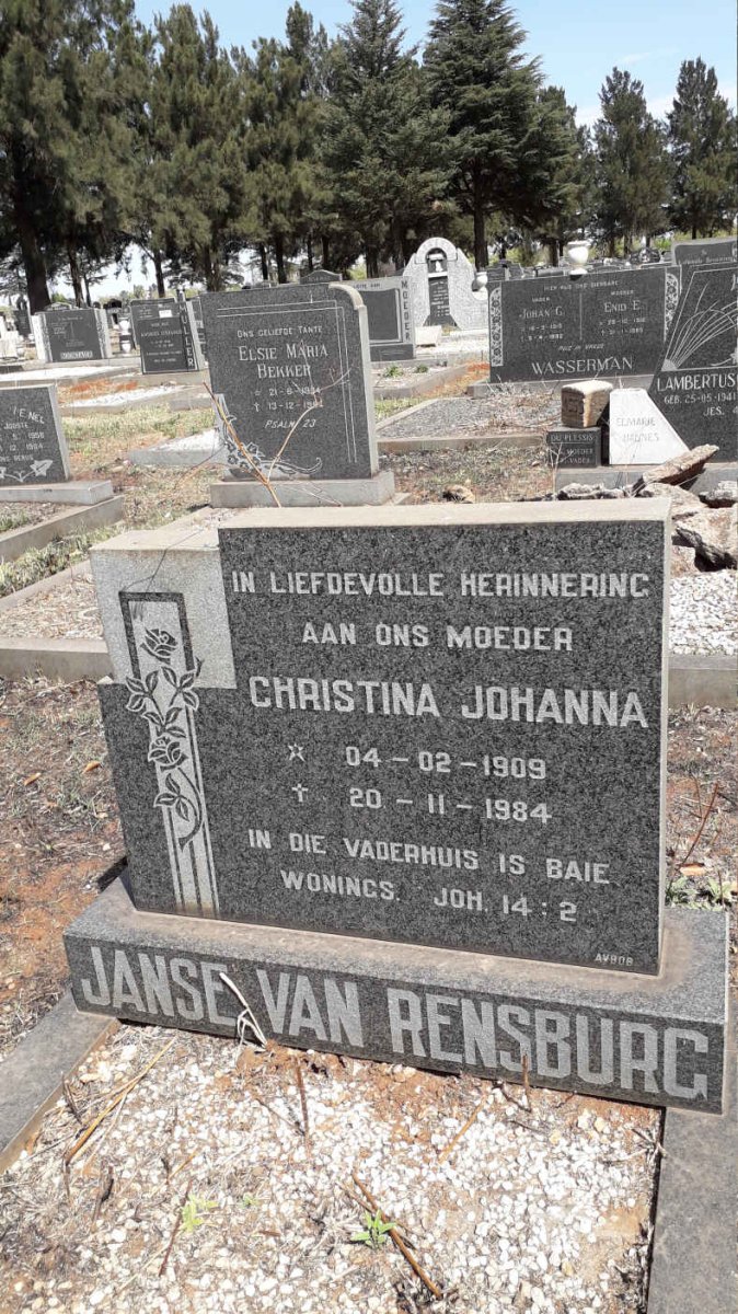 RENSBURG Christina Johanna, Janse van 1909-1984