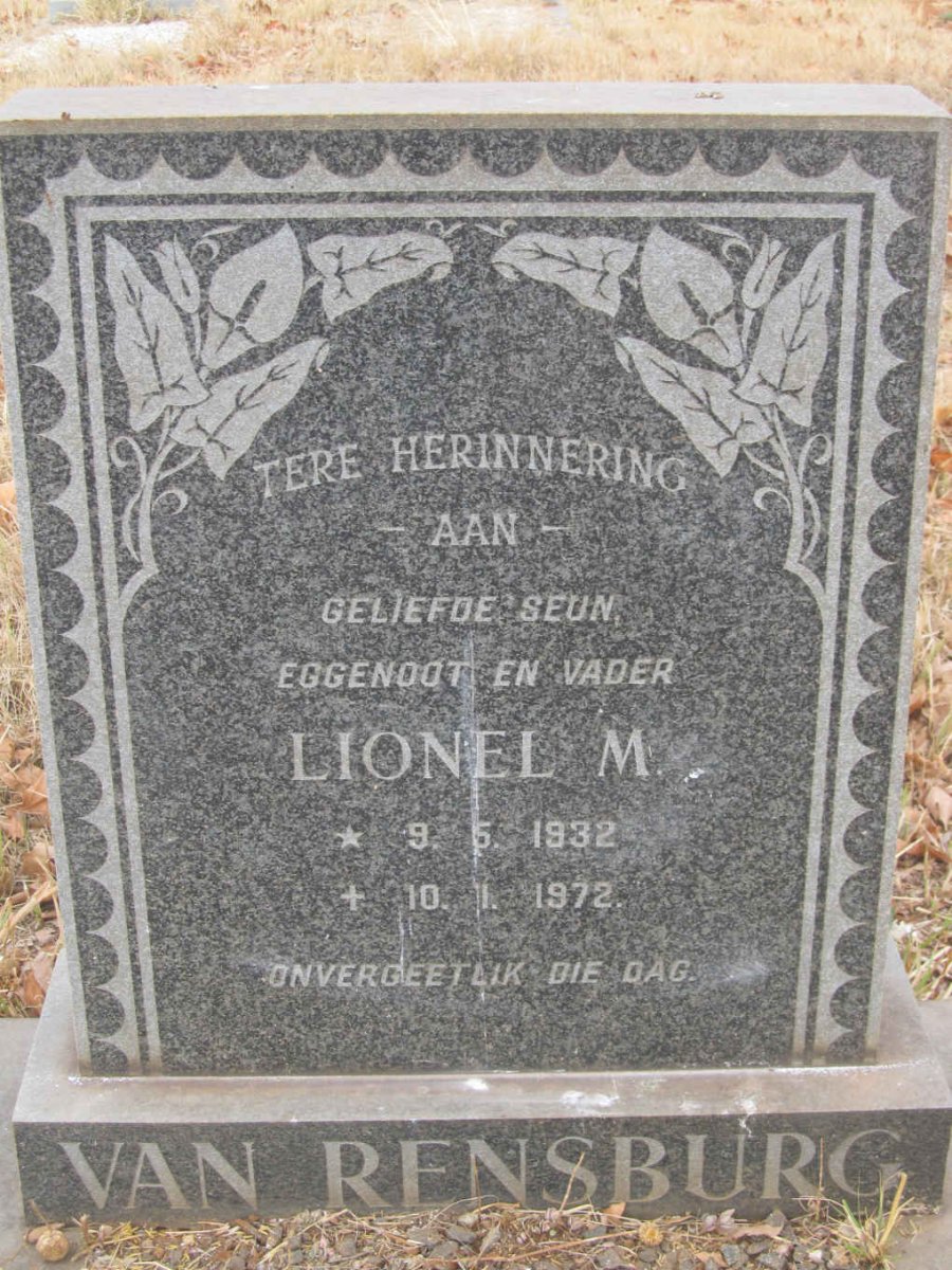 RENSBURG Lionel M., van 1932-1972