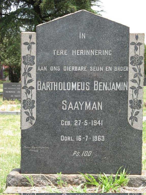 SAAYMAN Bartholomeus Benjamin 1941-1963
