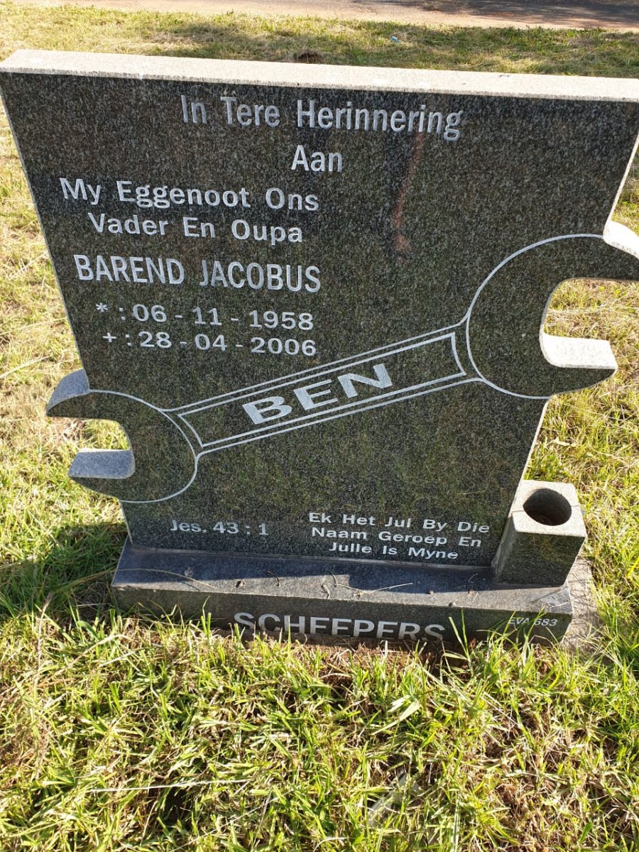 SCHEEPERS Barend Jacobus 1958-2006