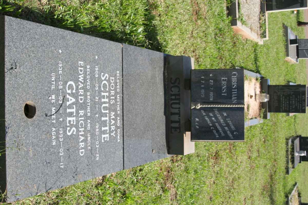 SCHUTTE Christiaan Ernst 1909-1979 &amp; Doris Mary 1908-1980 :: GATES Edward Richard 1936-1993