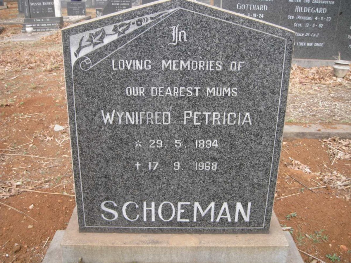 SCHOEMAN Wynifred Petricia 1894-1968