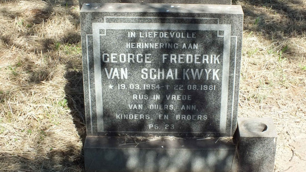 SCHALKWYK George Frederik, van 1954-1981