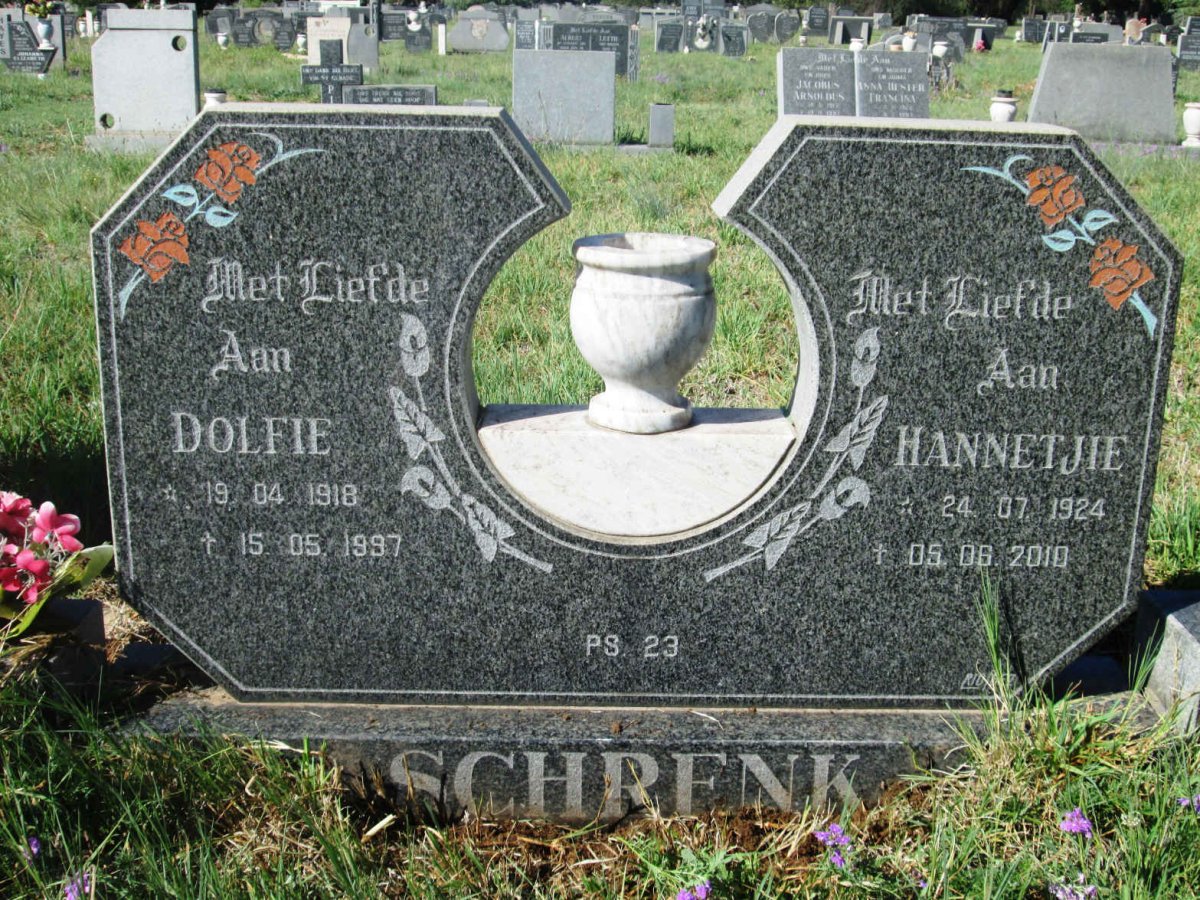 SCHRENK Dolfie 1918-1997 &amp; Hannetjie 1924-2010