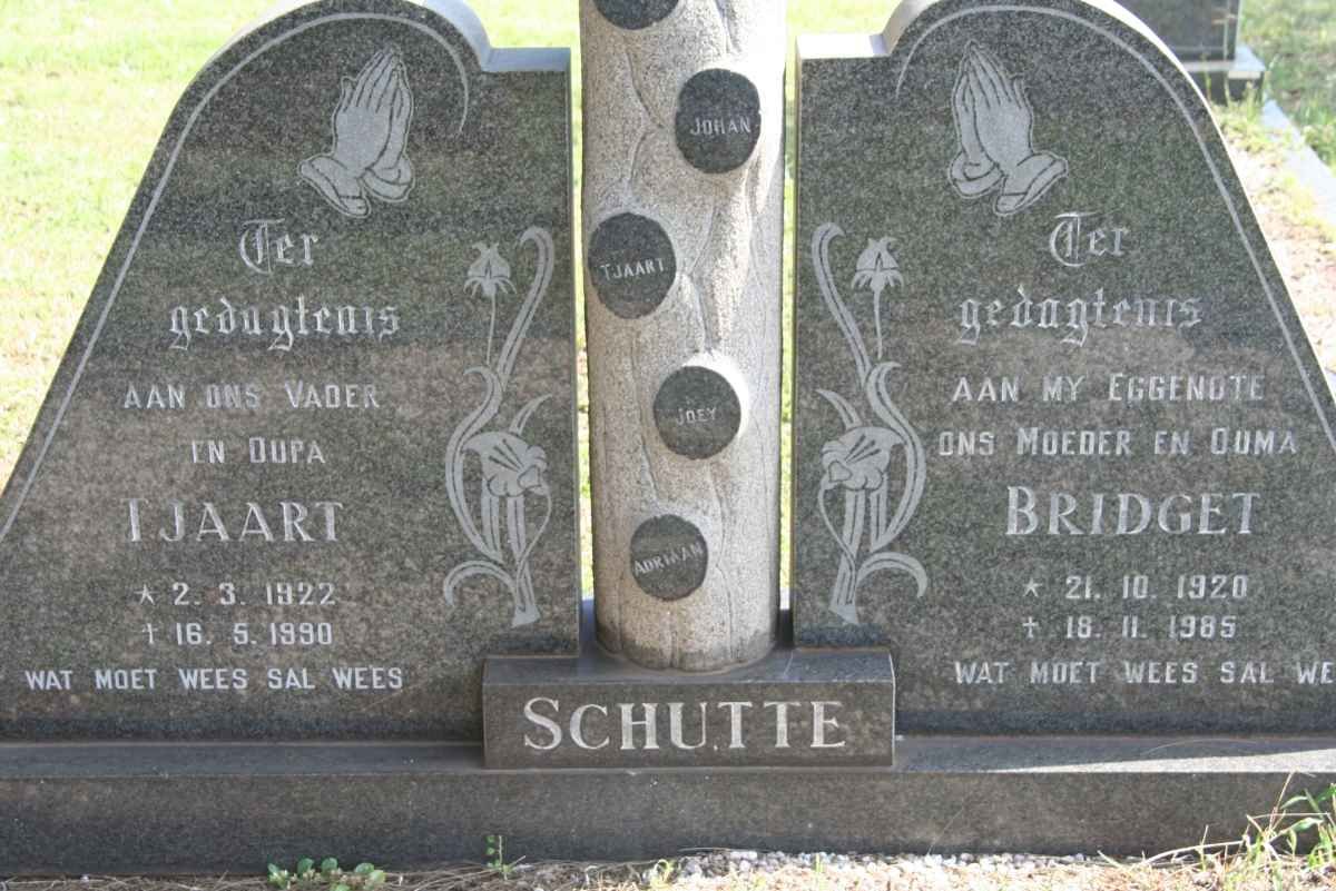 SCHUTTE Tjaart 1922-1990 &amp; Bridget 1920-1985