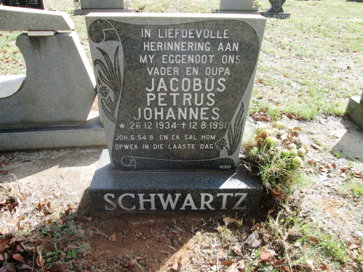 SCHWARTZ Jacobus Petrus Johannes 1934-1991