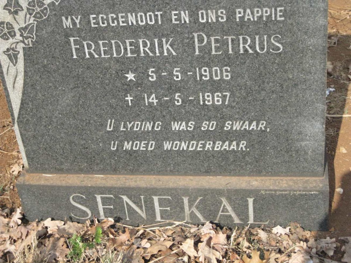 SENEKAL Frederik Petrus 1906-1967