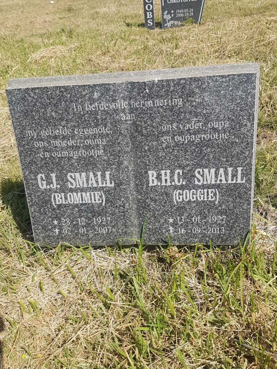 SMALL B.H.C. 1927-2013 &amp; G.J. 1927-2007