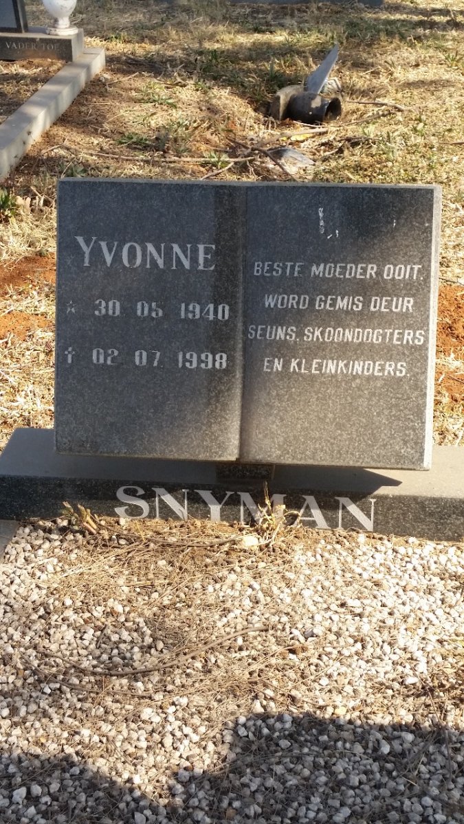 SNYMAN Yvonne 1940-1998