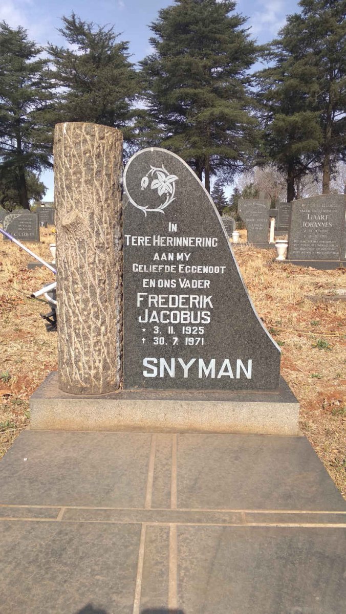 SNYMAN Frederik Jacobus 1925-1971