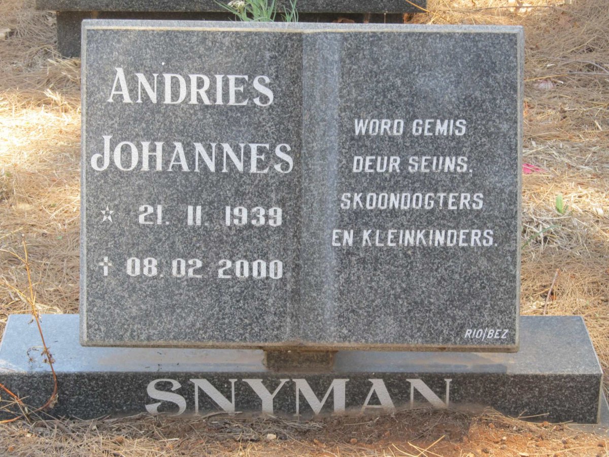 SNYMAN Andries Johannes 1939-2000