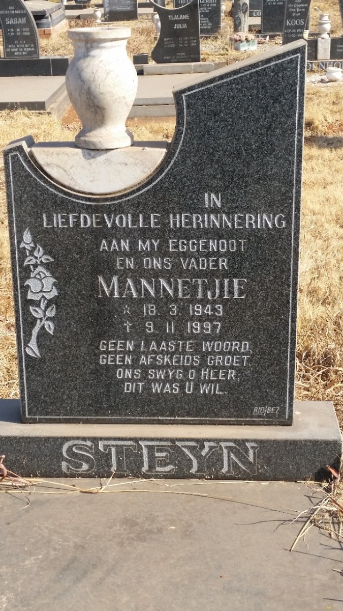 STEYN Mannetjie 1943-1997