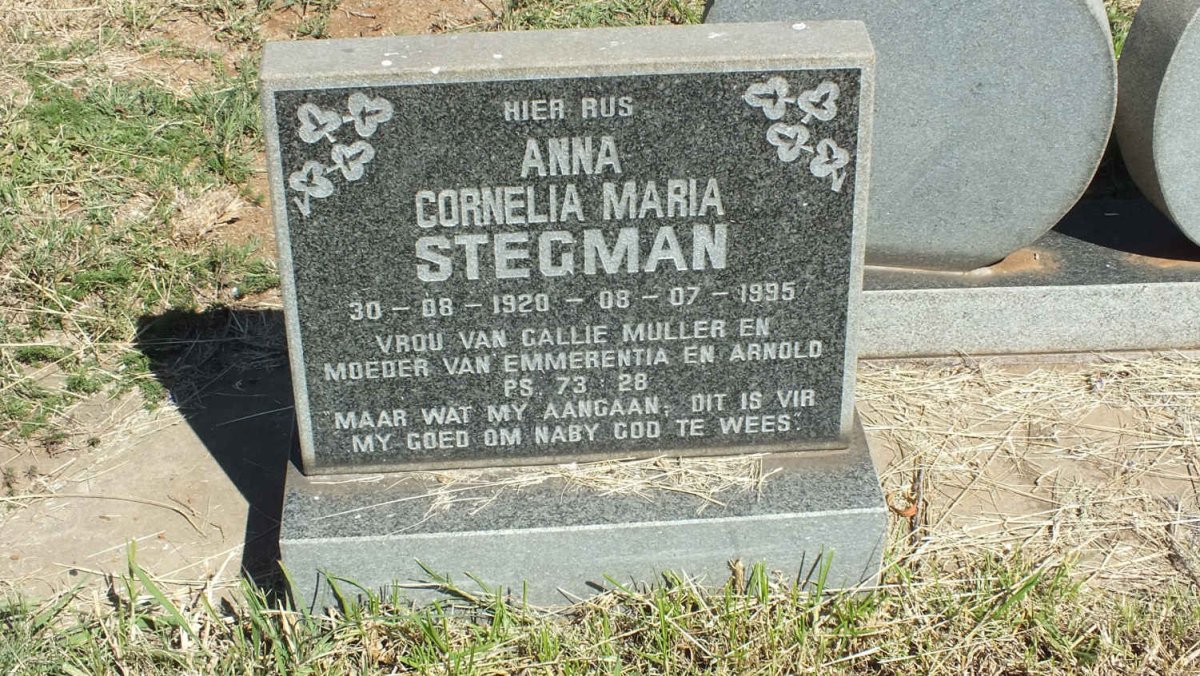STEGMAN Anna Cornelia Maria 1920-1995