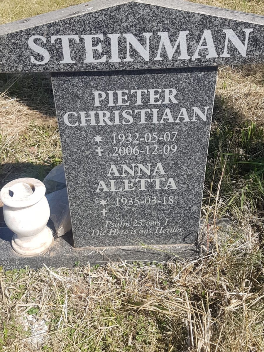 STEINMAN Pieter Christiaan 1932-2006 &amp; Anna Aletta 1935-