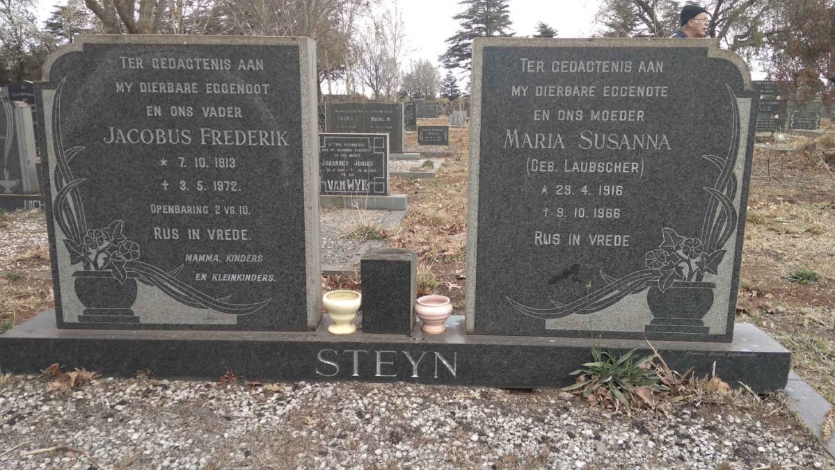 STEYN Jacobus Frederik 1913-1972 &amp; Maria Susanna LAUBSCHER 1916-1966