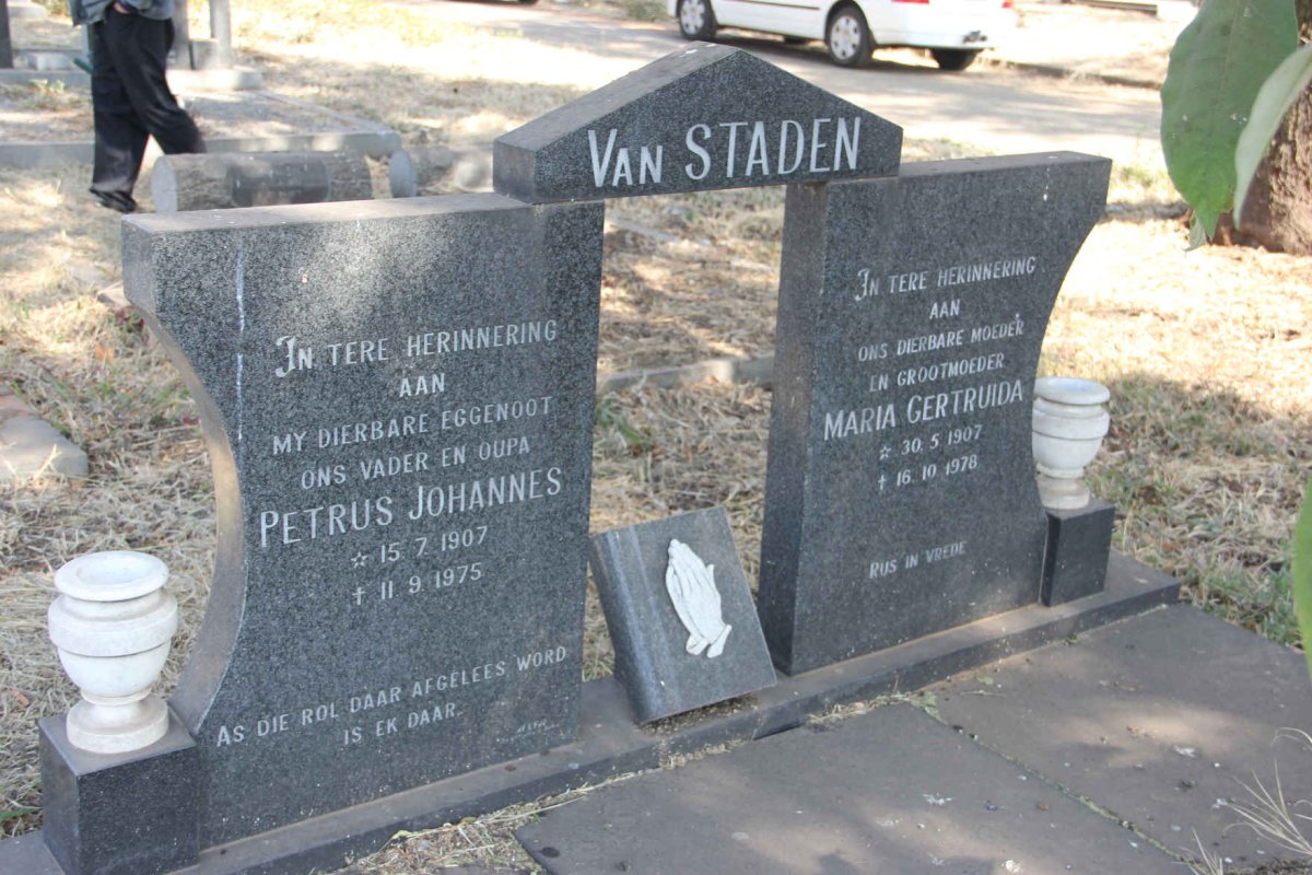 STADEN Petrus Johannes, van 1907-1975 &amp; Maria Gertruida 1907-1978