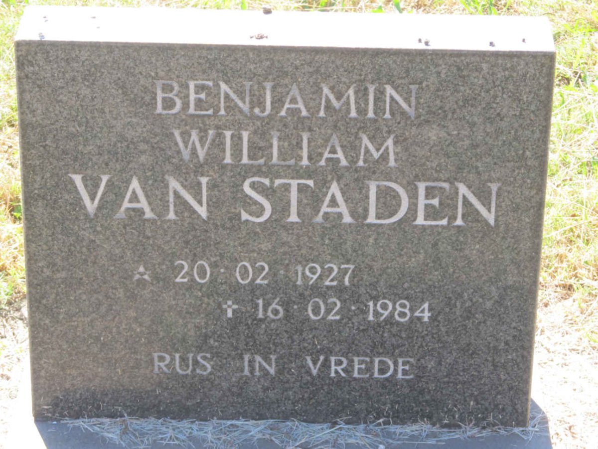 STADEN Benjamin William, van 1927-1984