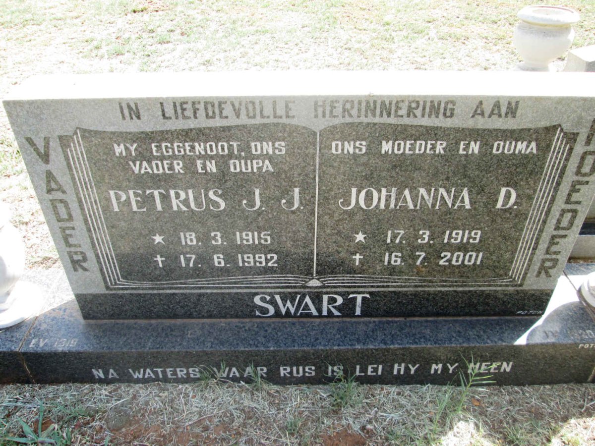 SWART Petrus J.J. 1915-1992 &amp; Johanna D. 1919-2001