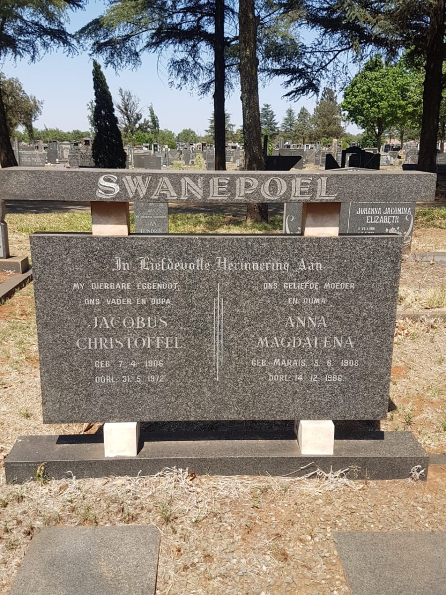 SWANEPOEL Jacobus Christoffel 1906-1972 &amp; Anna Magdalena MARAIS 1908-1986