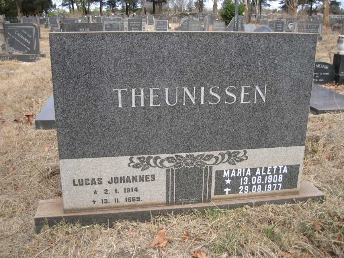 THEUNISSEN Lucas Johannes 1914-1969 &amp; Maria Aletta 1908-1977
