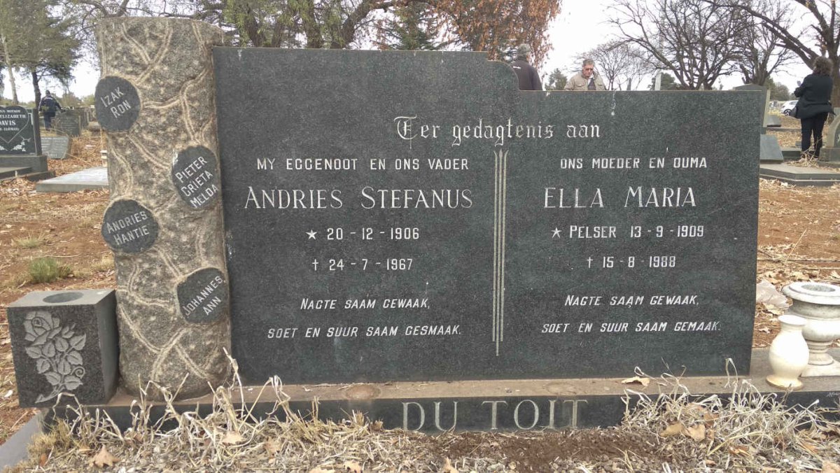 TOIT Andries Stefanus, du 1906-1967 &amp; Ella Maria PELSER 1909-1988