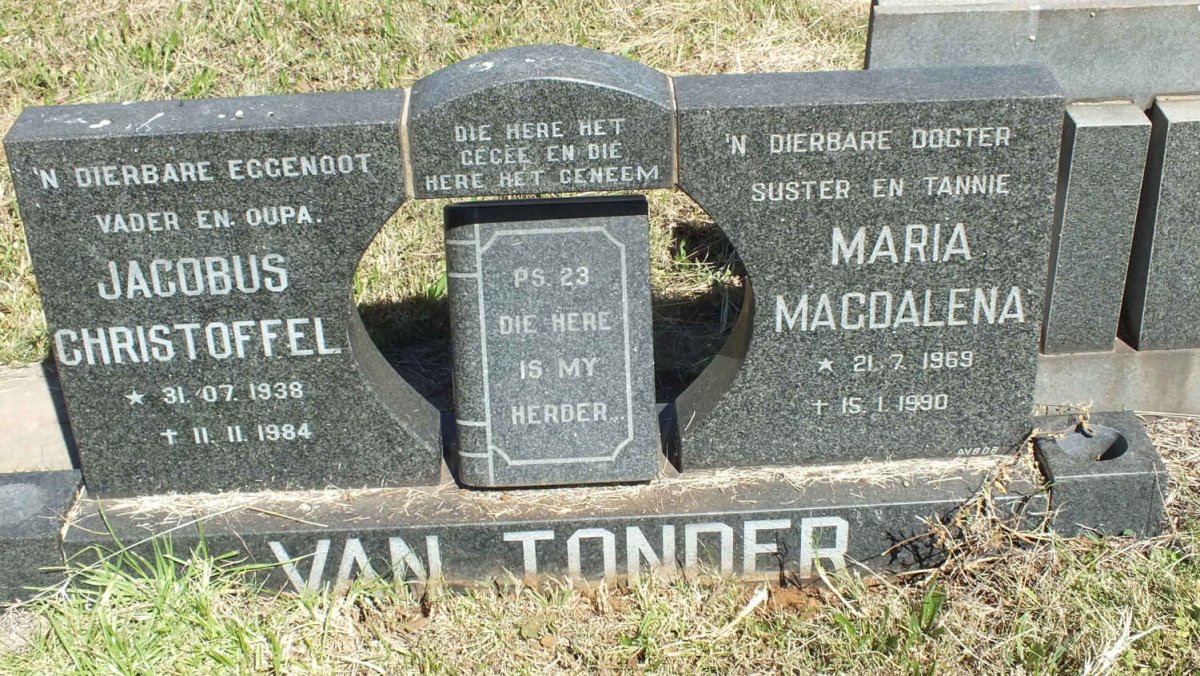 TONDER Jacobus Christoffel, van 1938-1984 :: VAN TONDER Maria Magdalena 1969-1990