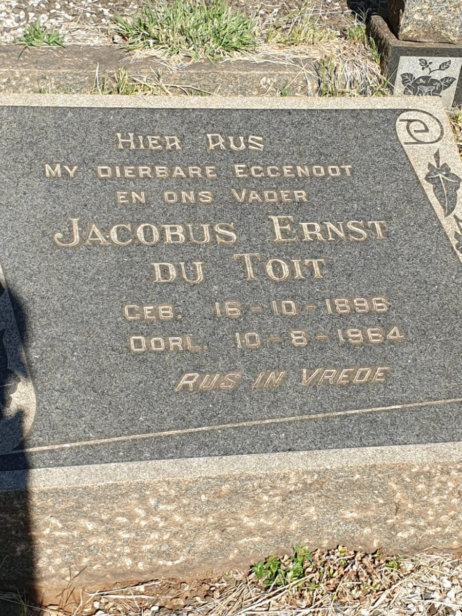 TOIT Jacobus Ernst, du 1896-1964