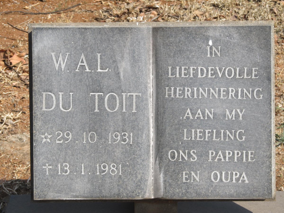 TOIT W.A.L., du 1931-1981