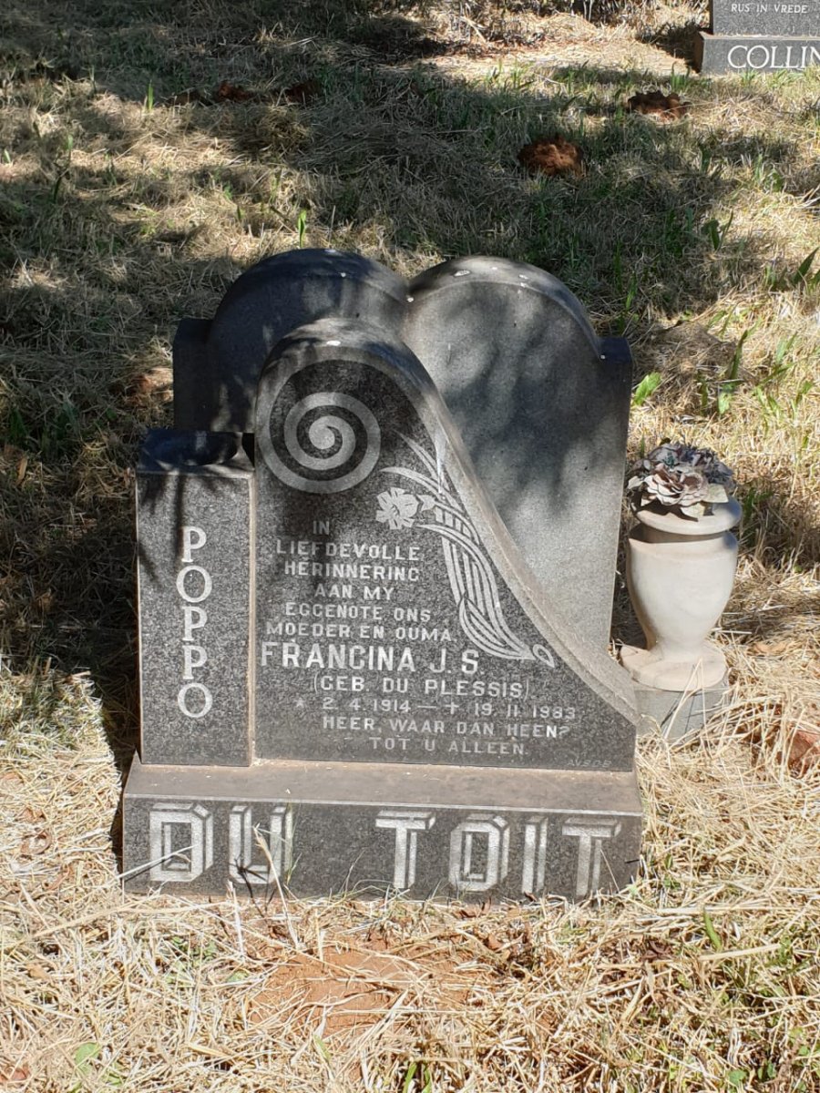 TOIT Francina J.S., du nee DU PLESSIS 1914-1983