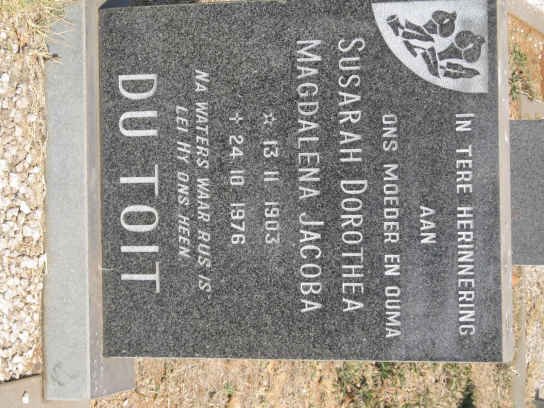 TOIT Susarah Dorothea Magdalena Jacoba, du 1903-1976