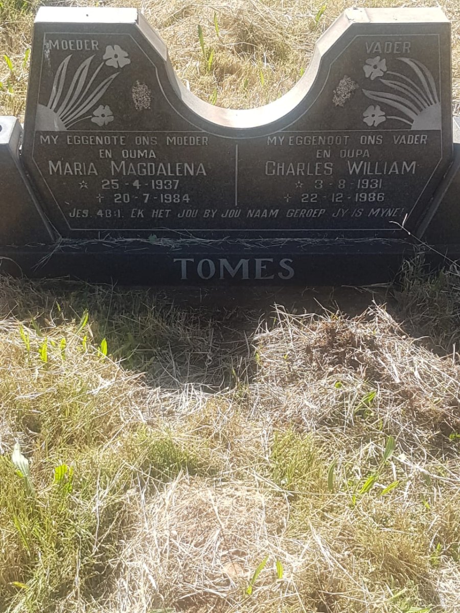 TOMES Charles William 1931-1986 &amp; Maria Magdalena 1937-1984