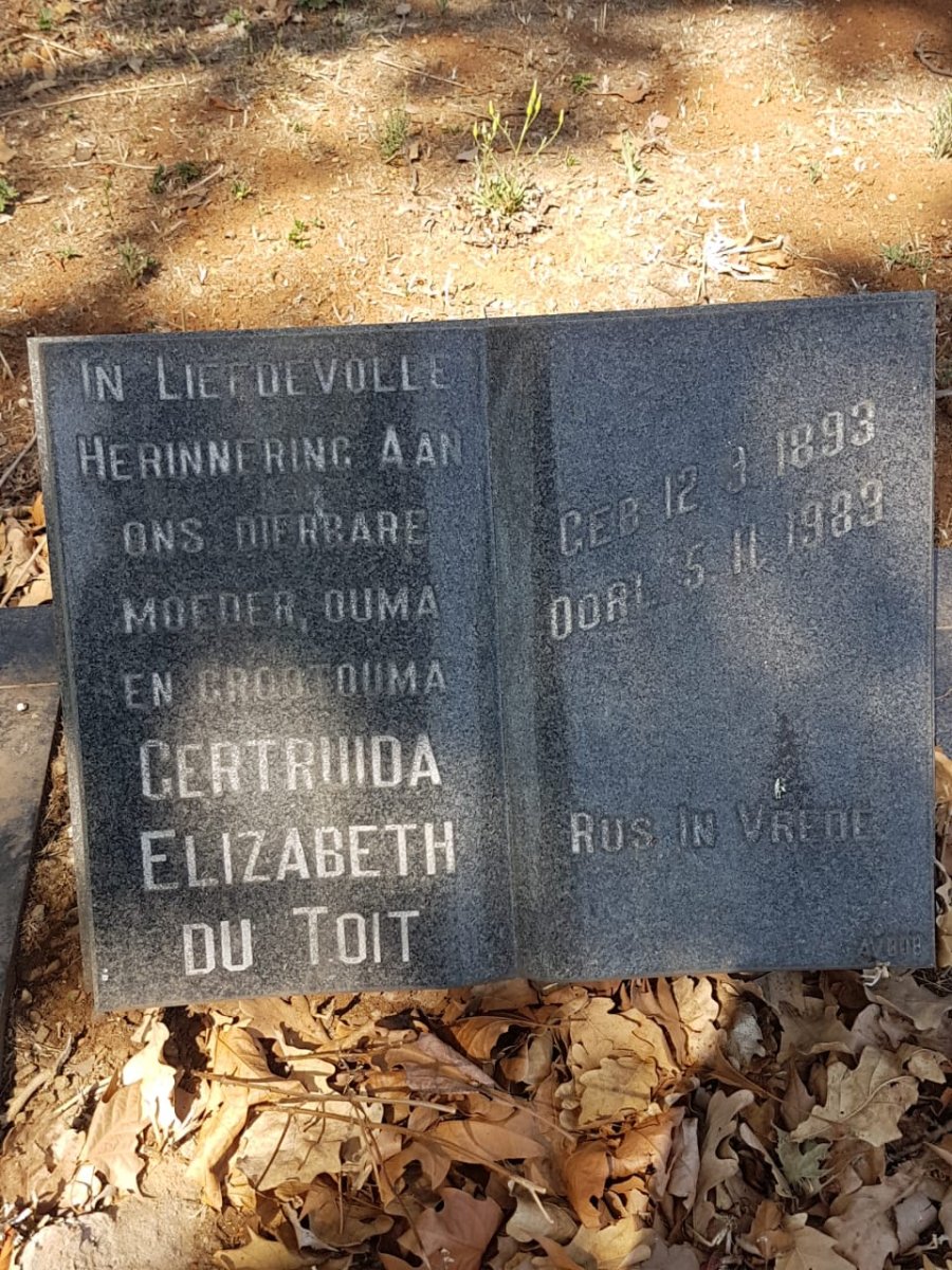 TOIT Gertruida Elizabeth, du 1893-1983