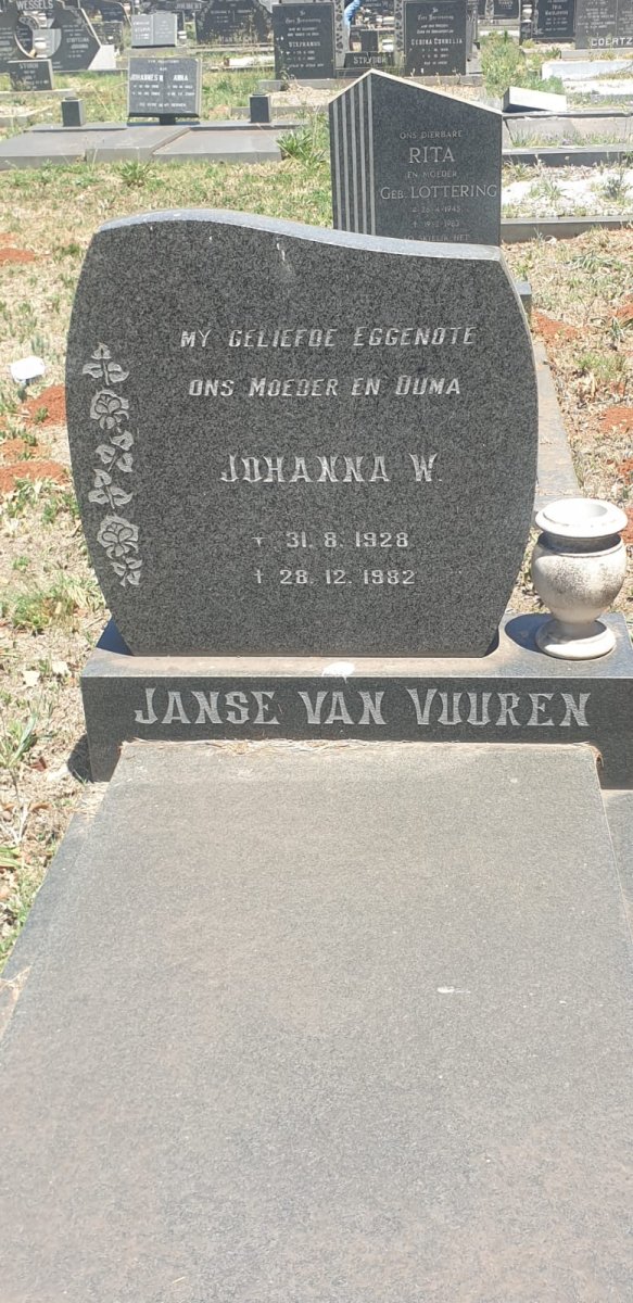 VUUREN Johanna W., Janse van 1928-1982