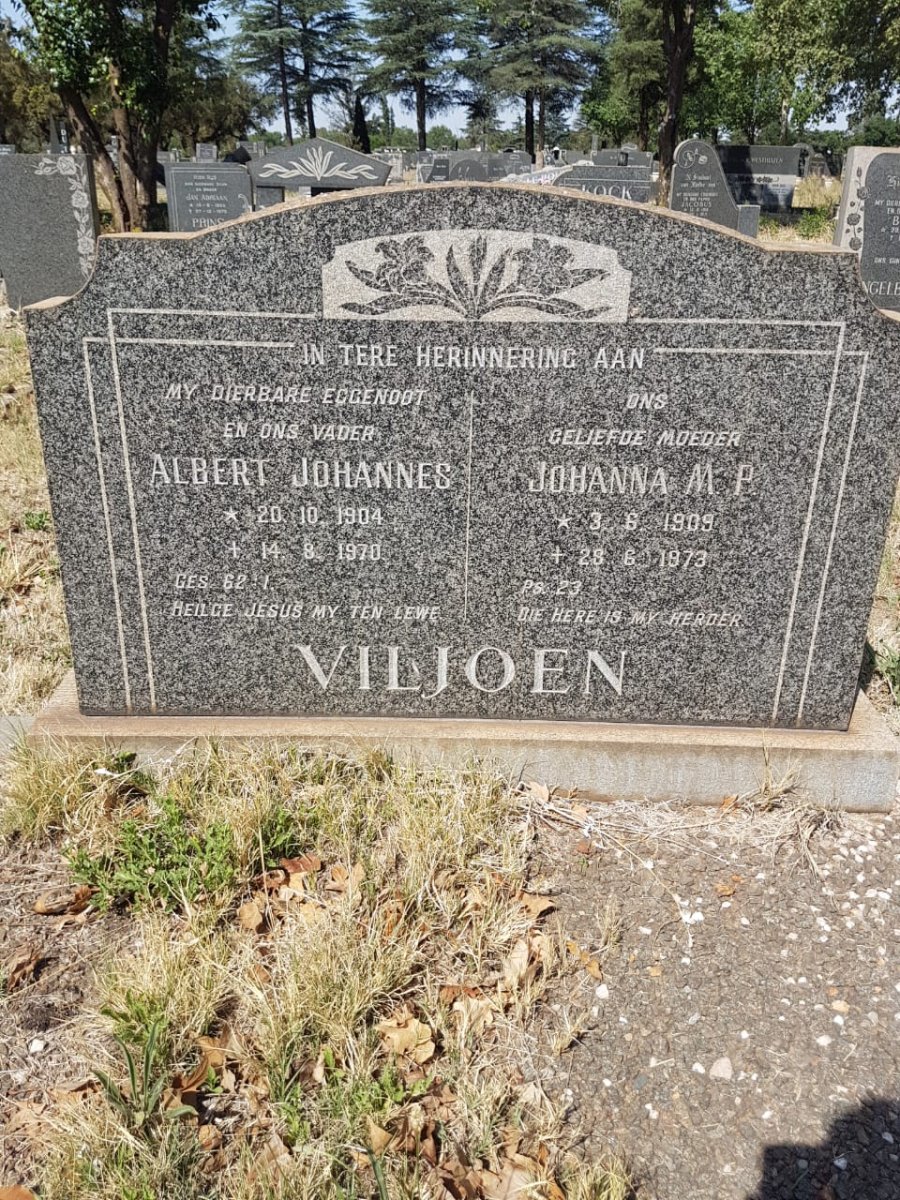 VILJOEN Albert Johannes 1904-1970 &amp; Johanna M.P. 1909-1973