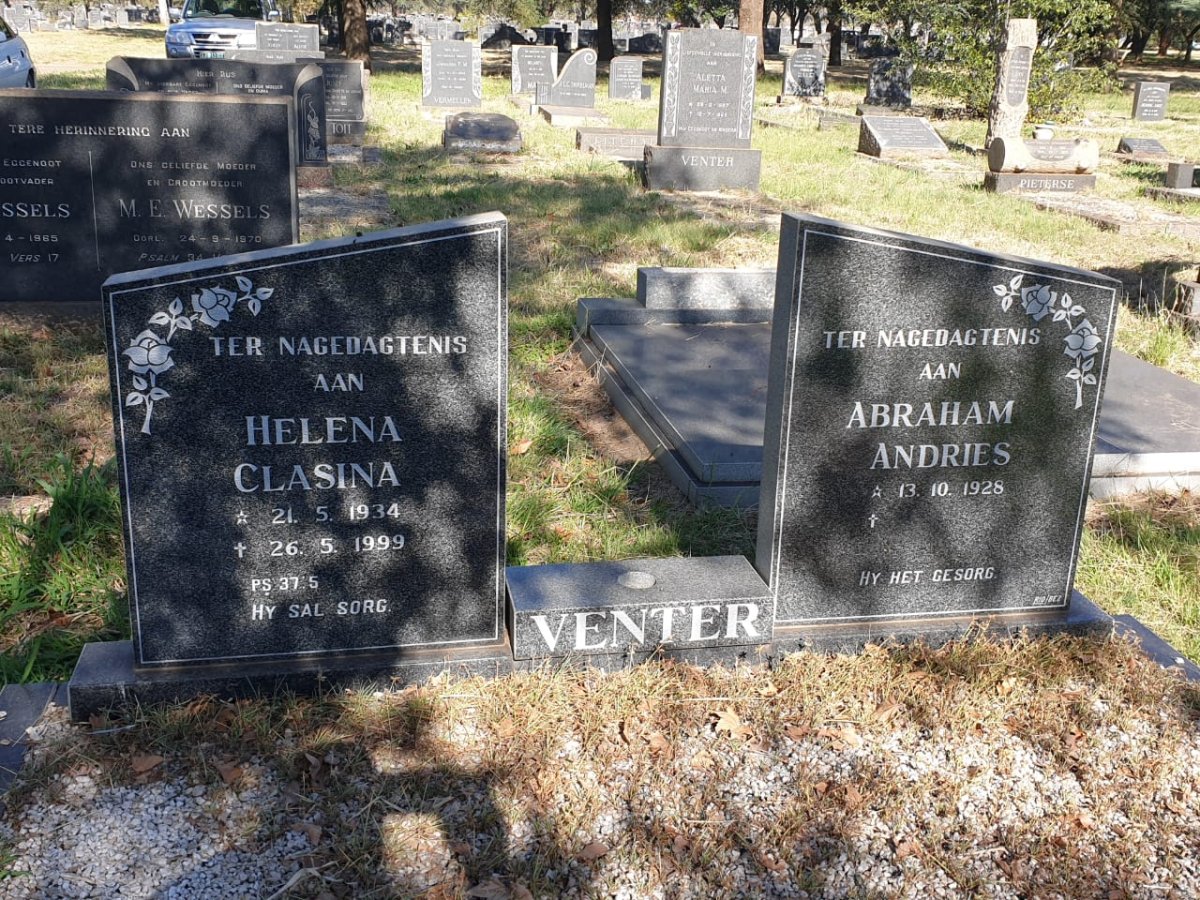 VENTER Abraham Andries 1928- &amp; Helena Clasina 1934-1999