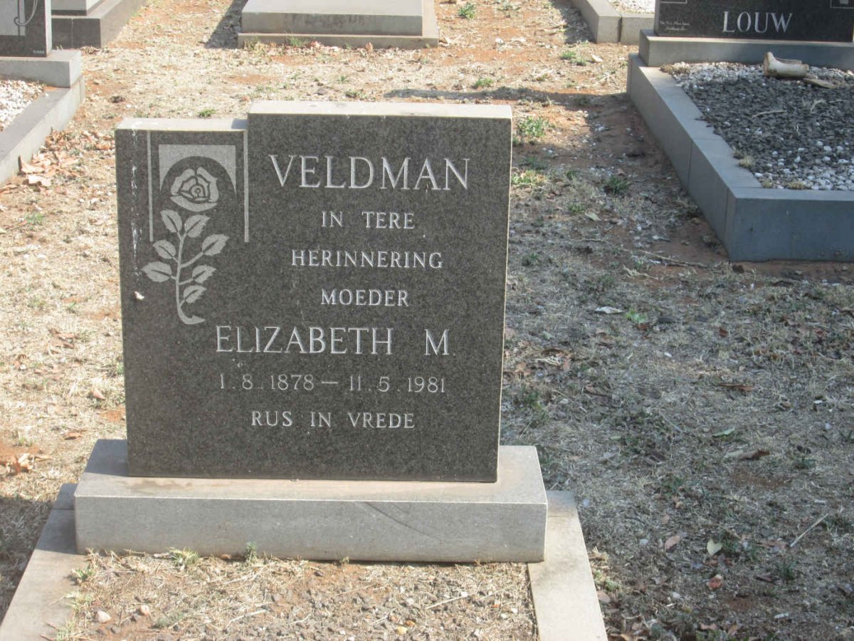 VELDMAN Elizabeth M. 1878-1981