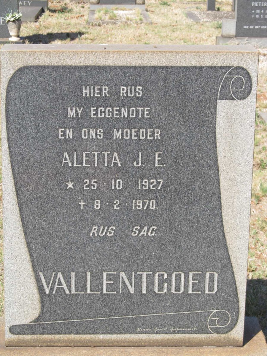 VALLENTGOED Aletta J.E. 1927-1970