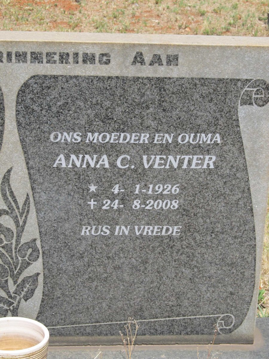 VENTER Anna C. 1926-2008