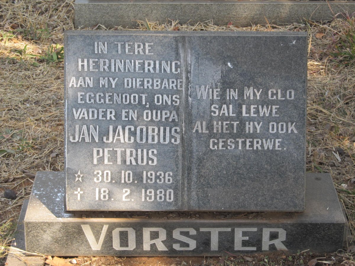VORSTER Jan Jacobus Petrus 1936-1980