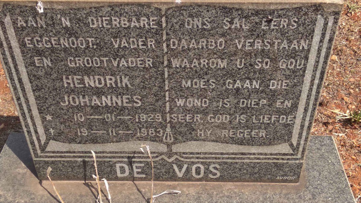 VOS Hendrik Johannes, de 1929-1983