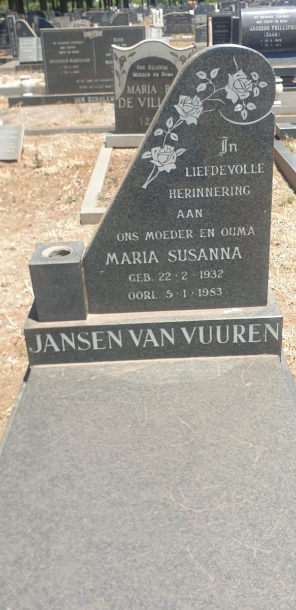 VUUREN Maria Susanna, Jansen van 1932-1983