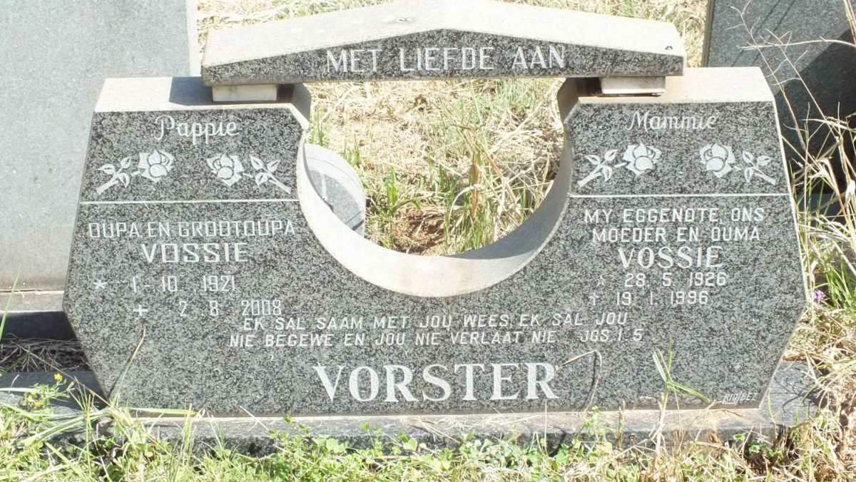 VORSTER Vossie 1921-2008 &amp; Vossie 1926-1996